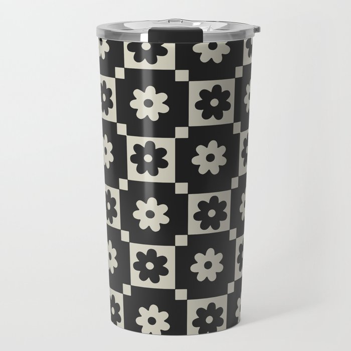 Checkered Daisy - Black ink Travel Mug Gallery Image 1