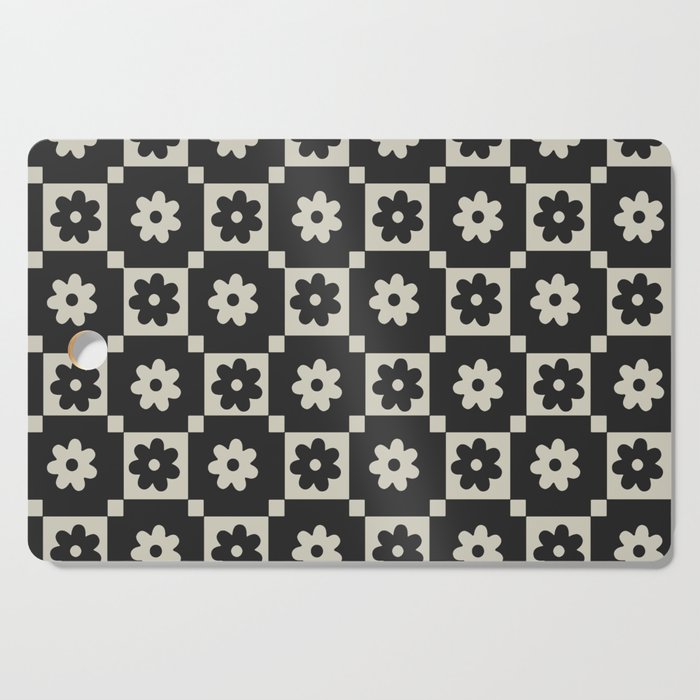 Checkered Daisy - Black ink Cutting Board Gallery Image 1