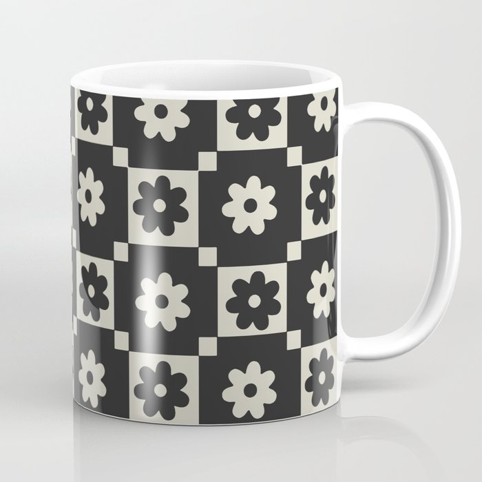 Checkered Daisy - Black ink Coffee Mug Gallery Image 1