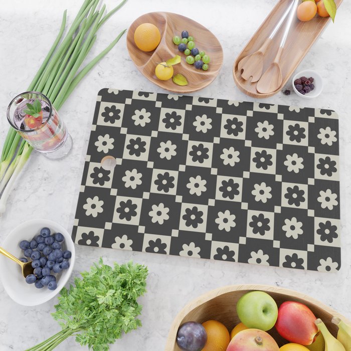 Checkered Daisy - Black ink Cutting Board Gallery Image 2