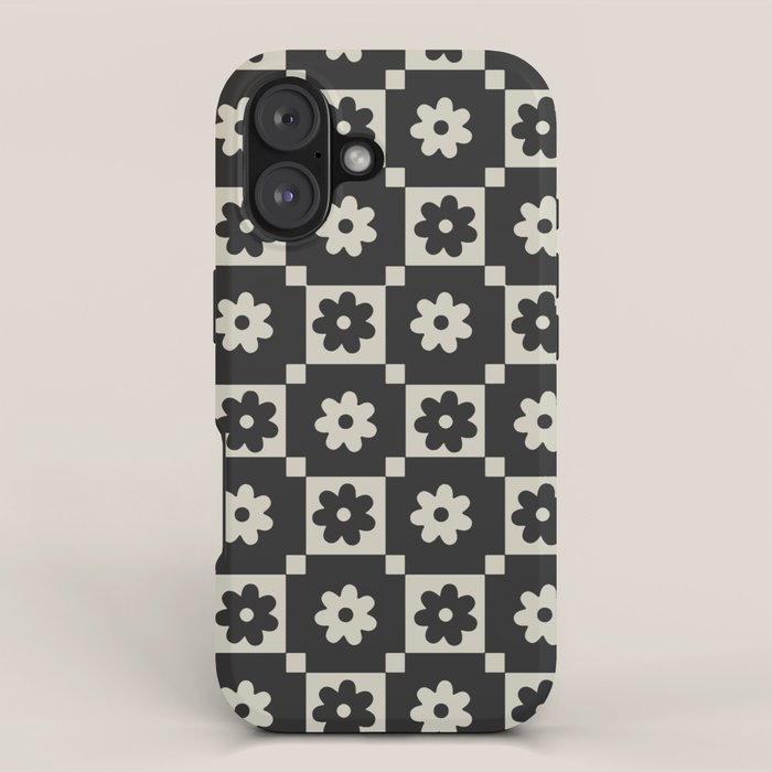 Checkered Daisy - Black ink iPhone Case Gallery Image 1