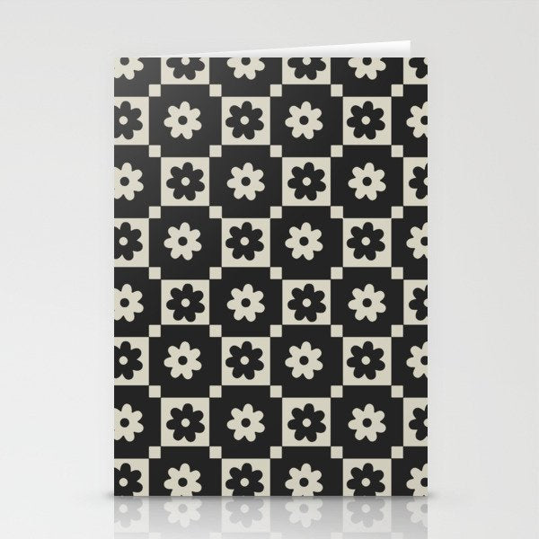 Checkered Daisy - Black ink Stationery Card Gallery Image 1