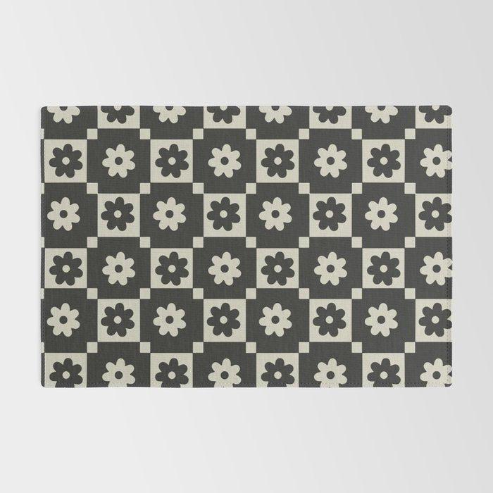 Checkered Daisy - Black ink Rug Gallery Image 2