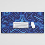 Authentic Aboriginal Art - Blue Campsites Desk Mat Gallery Image 1