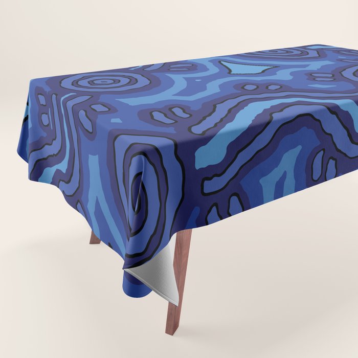 Authentic Aboriginal Art - Blue Campsites Tablecloth Gallery Image 1