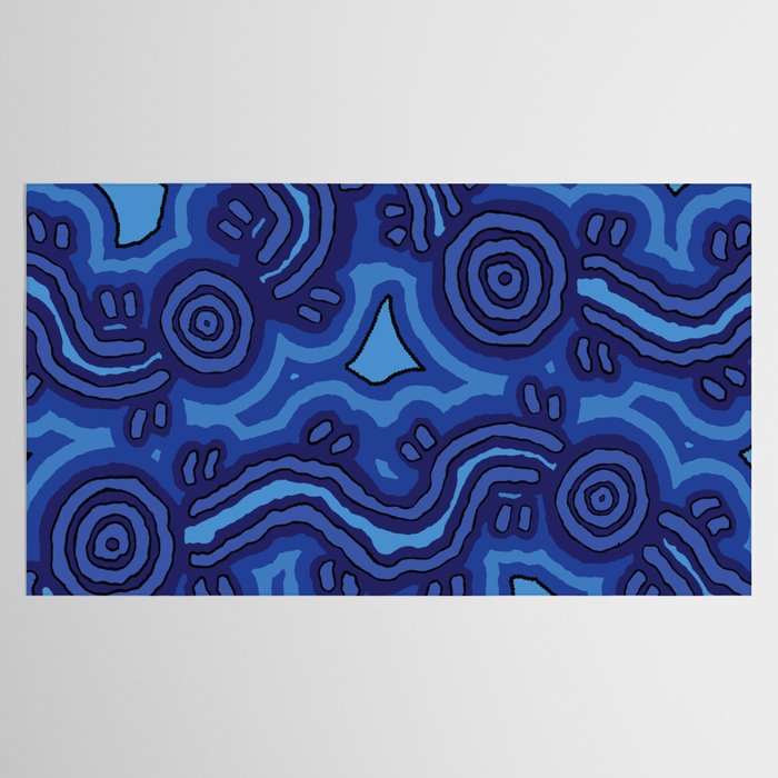 Authentic Aboriginal Art - Blue Campsites Tablecloth Gallery Image 2
