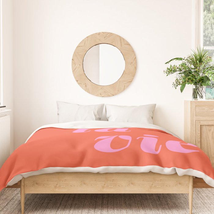 C'est La Vie French Language Saying in Bright Pink and Orange Duvet Cover Gallery Image 3