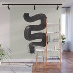 Black & White Minimalist Abstract Shapes Patterns Black Ink Painting Wall Mural Gallery Image 1