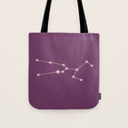 Taurus Zodiac Star Constellation Line Art Mauve Purple Tote Bag Gallery Image 1