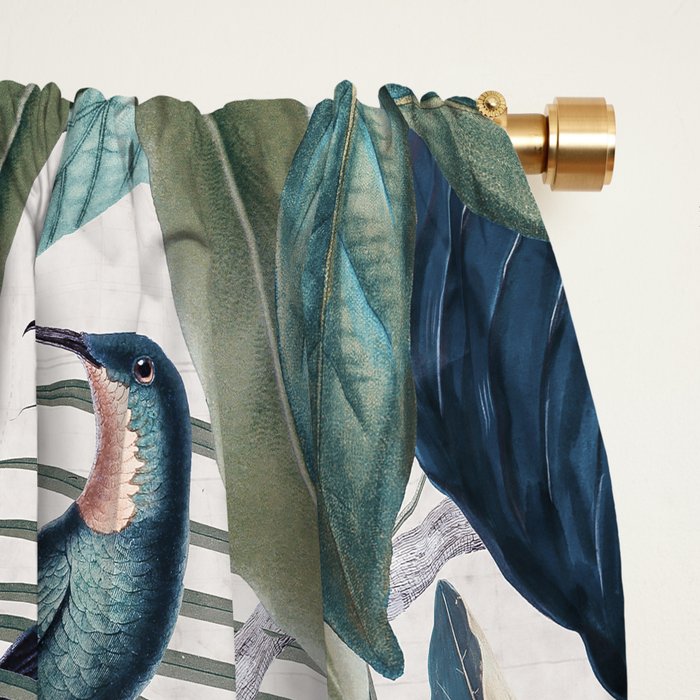 Tropical Birds Paradise Vintage Botanical Illustration Window Curtain Gallery Image 2