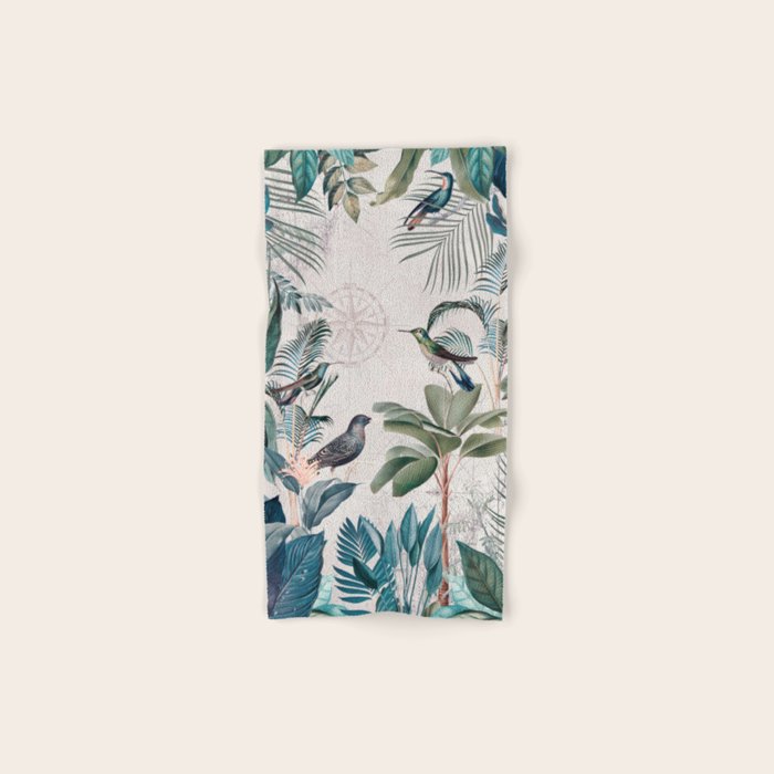 Tropical Birds Paradise Vintage Botanical Illustration Bath Towel Gallery Image 1