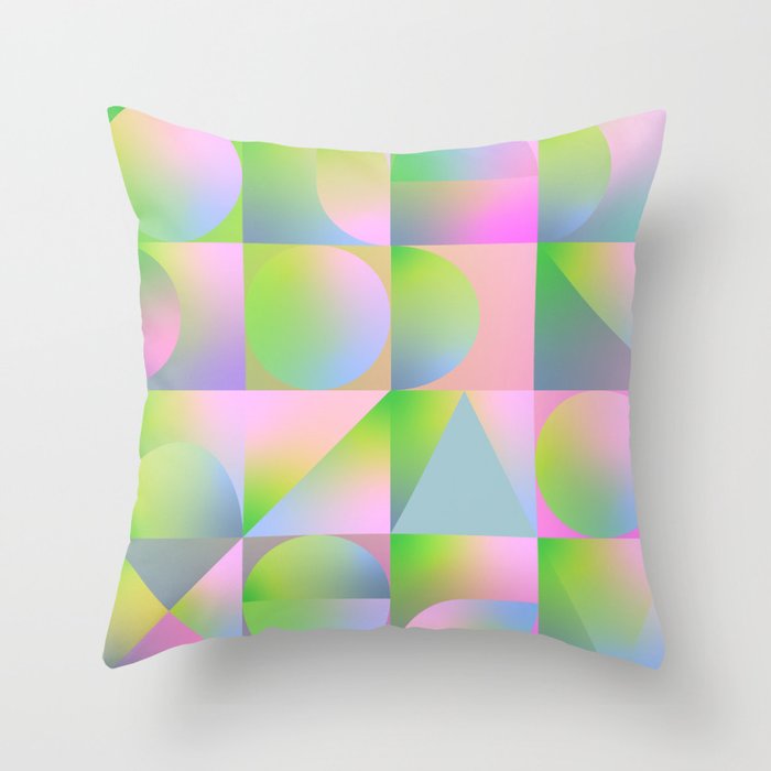 summer pastel gradient shapes Throw Pillow Gallery Image 1