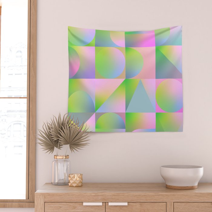 summer pastel gradient shapes Wall Tapestry Gallery Image 2