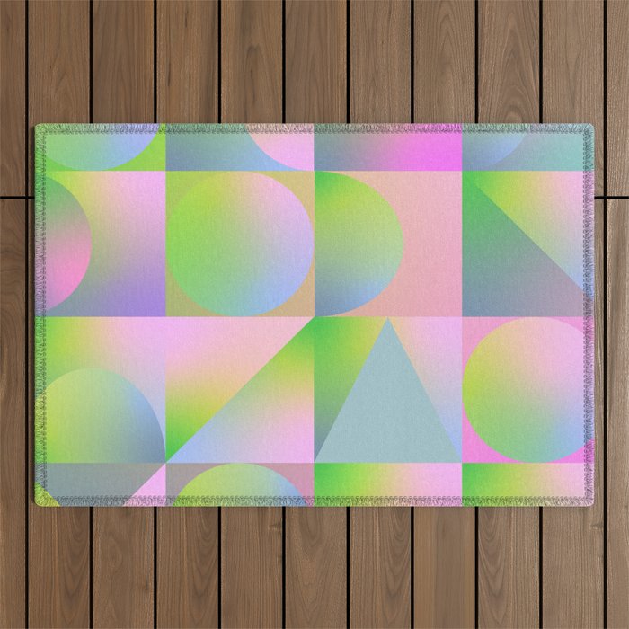 summer pastel gradient shapes Outdoor Rug Gallery Image 1