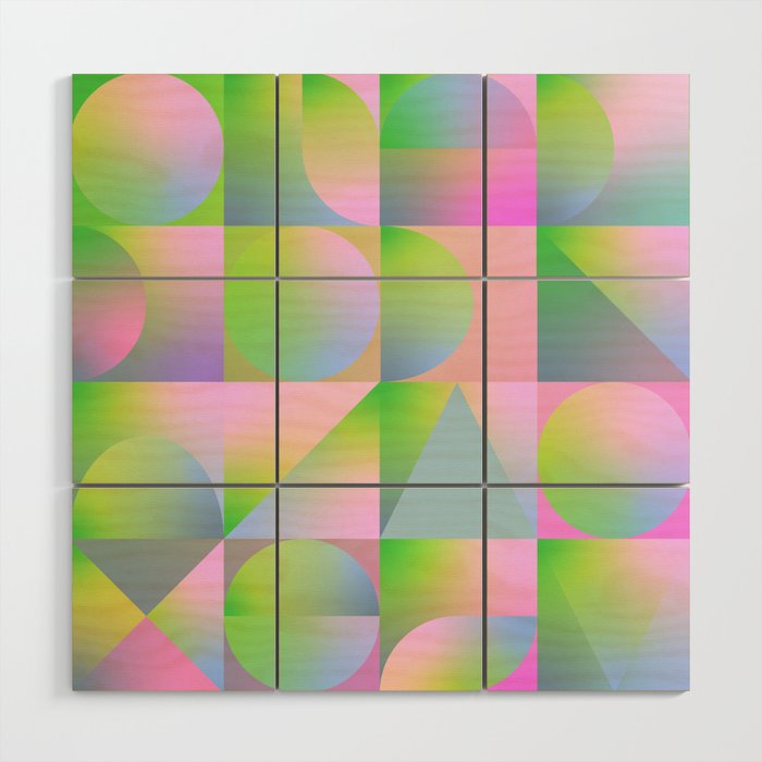 summer pastel gradient shapes Wood Wall Art Gallery Image 1