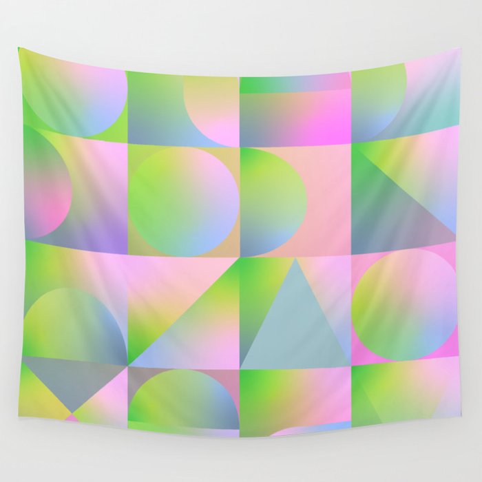 summer pastel gradient shapes Wall Tapestry Gallery Image 4