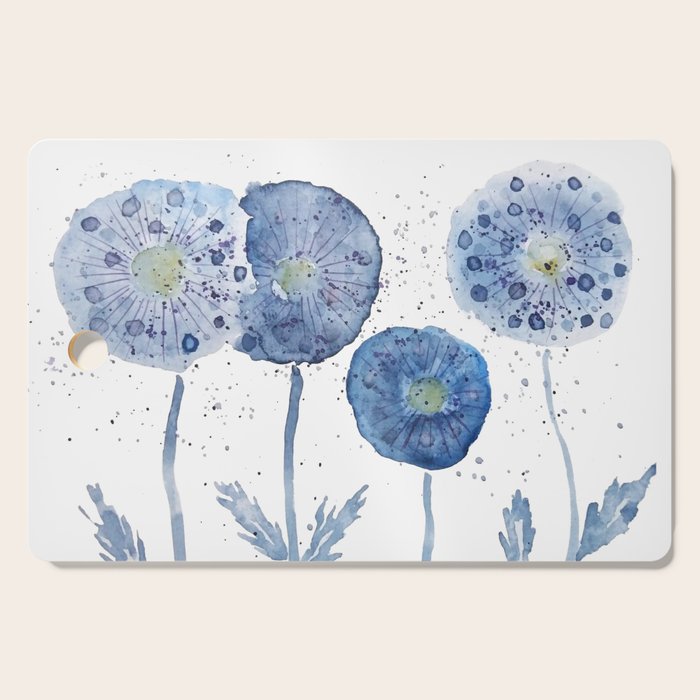 4 indigo abstract dandelion 2 Cutting Board Gallery Image 1