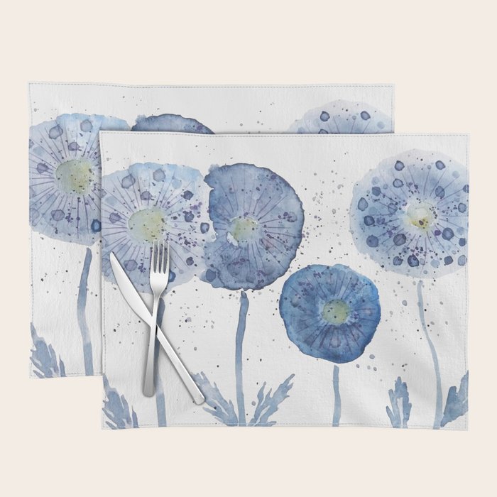 4 indigo abstract dandelion 2 Placemat Gallery Image 1