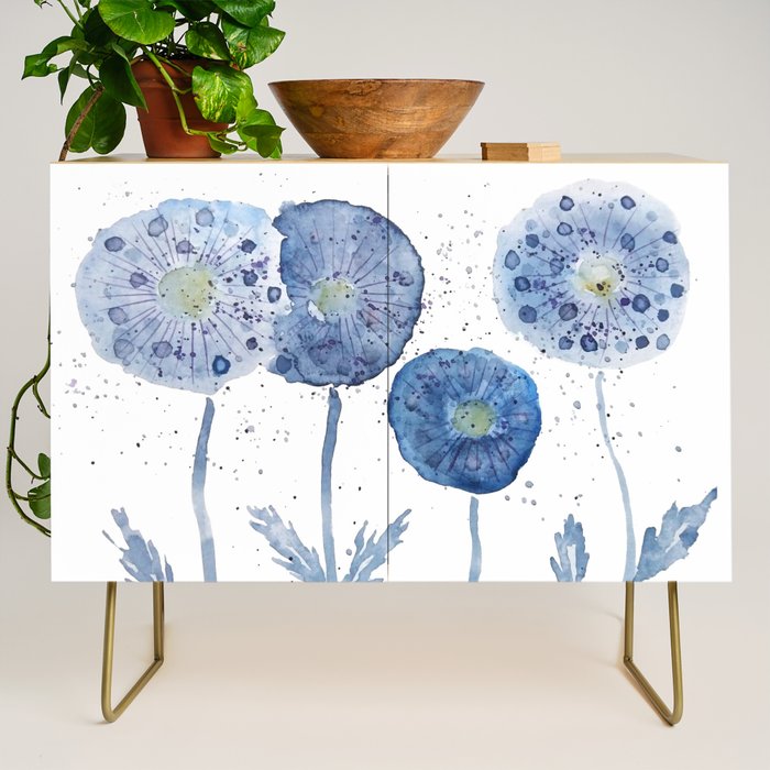 4 indigo abstract dandelion 2 Credenza Gallery Image 1