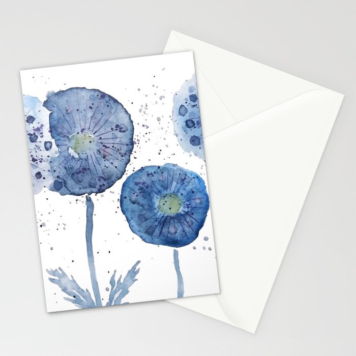 4 indigo abstract dandelion 2 Stationery Card Gallery Image 2