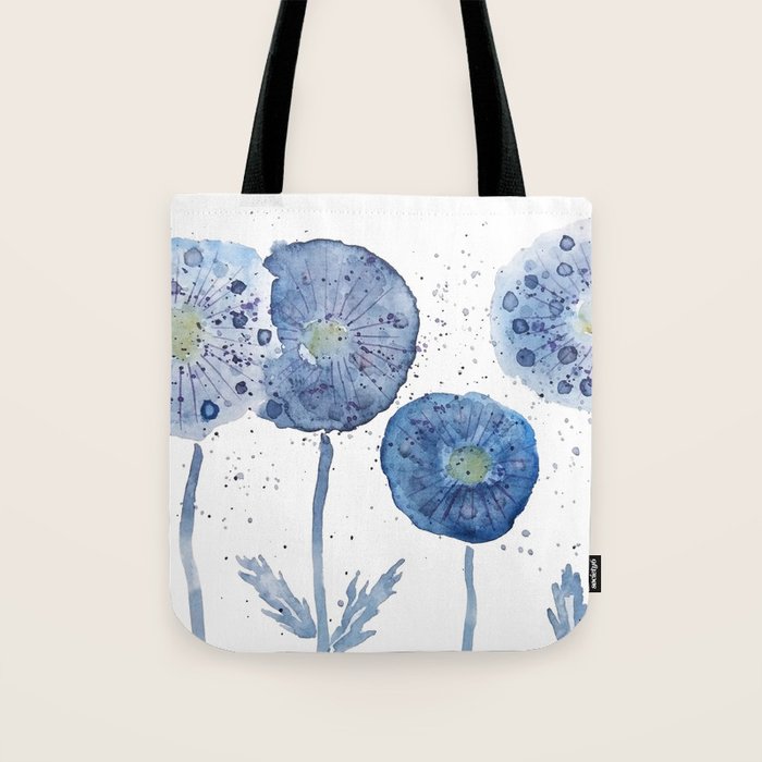 4 indigo abstract dandelion 2 Tote Bag Gallery Image 1