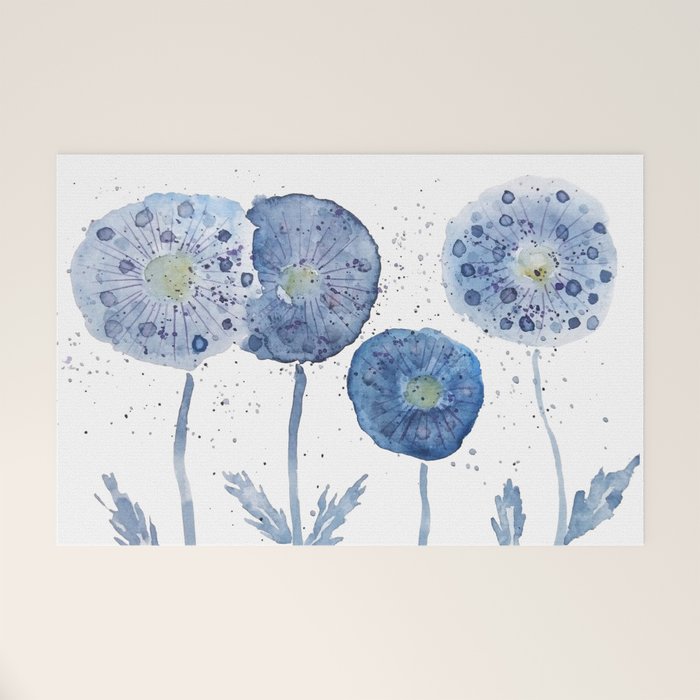 4 indigo abstract dandelion 2 Welcome Mat Gallery Image 1