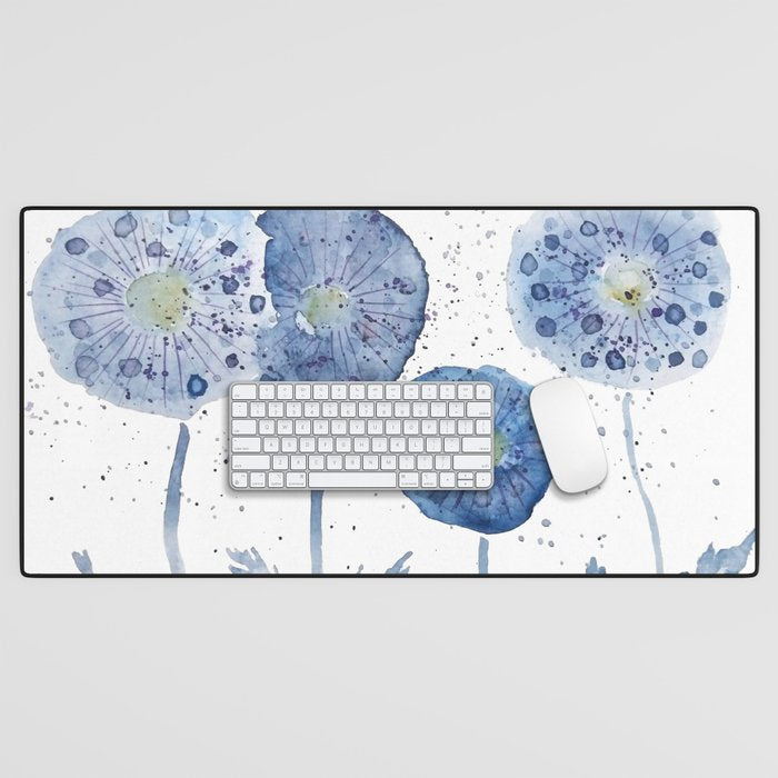 4 indigo abstract dandelion 2 Desk Mat Gallery Image 1