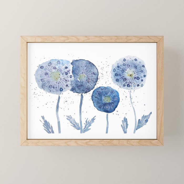 4 indigo abstract dandelion 2 Mini Art Print Gallery Image 1