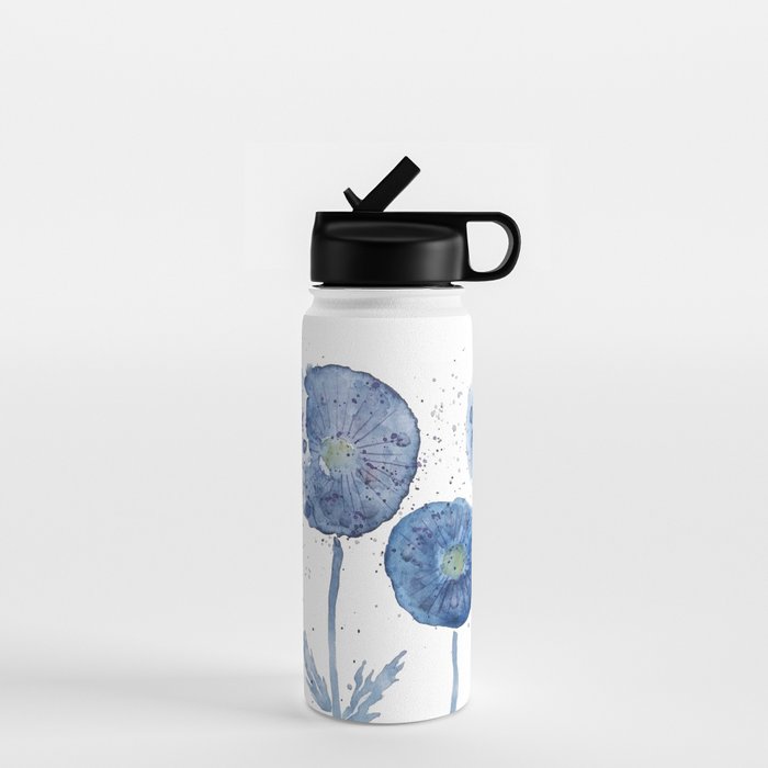 4 indigo abstract dandelion 2 Water Bottle Gallery Image 1