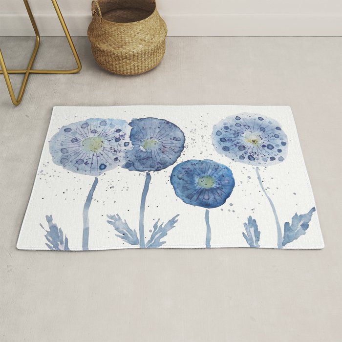 4 indigo abstract dandelion 2 Rug Gallery Image 1