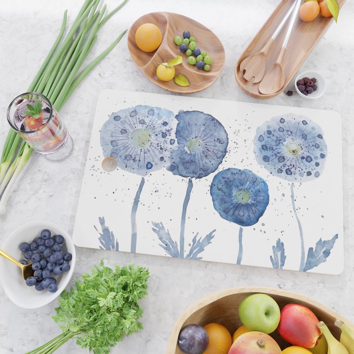 4 indigo abstract dandelion 2 Cutting Board Gallery Image 2