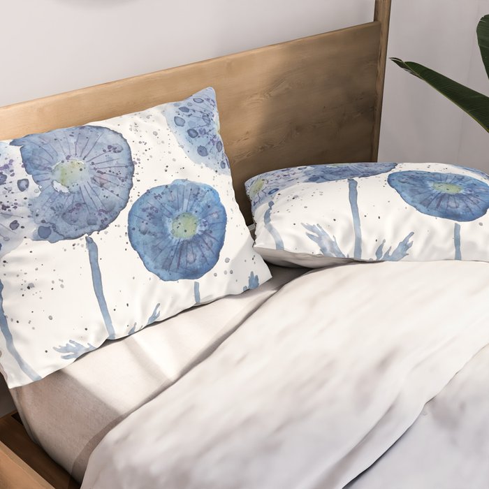 4 indigo abstract dandelion 2 Pillow Sham Gallery Image 2