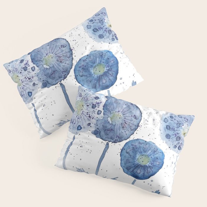 4 indigo abstract dandelion 2 Pillow Sham Gallery Image 3