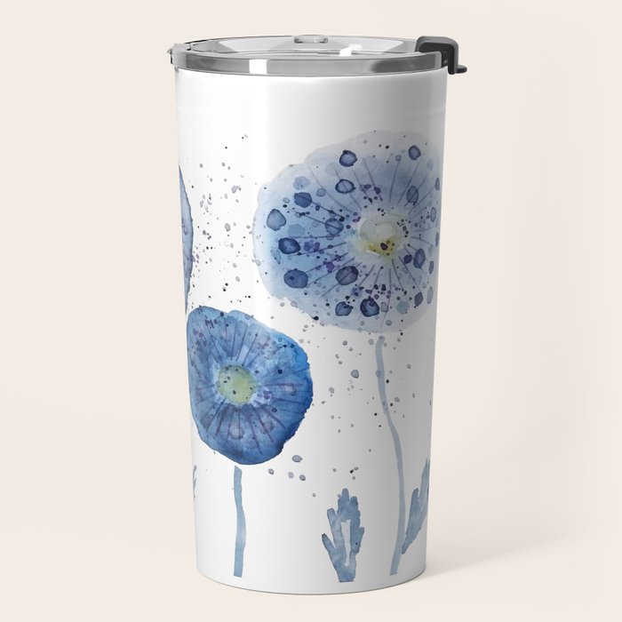 4 indigo abstract dandelion 2 Travel Mug Gallery Image 2