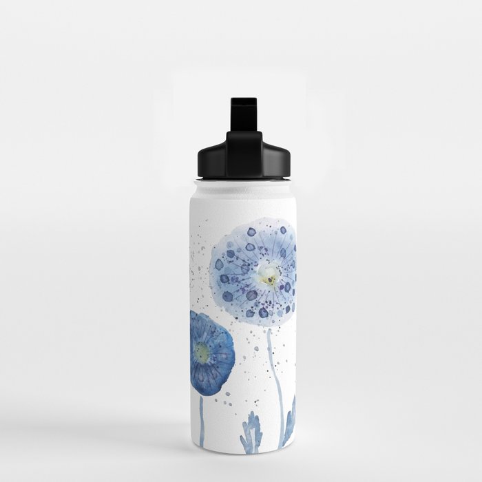 4 indigo abstract dandelion 2 Water Bottle Gallery Image 2