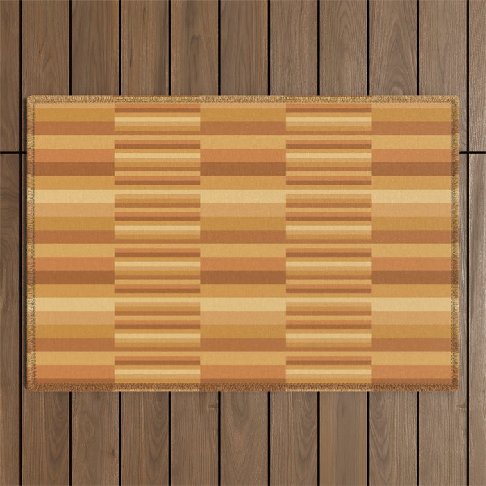 Mixed Stripes Pattern XII Orange Tones Outdoor Rug Gallery Image 1