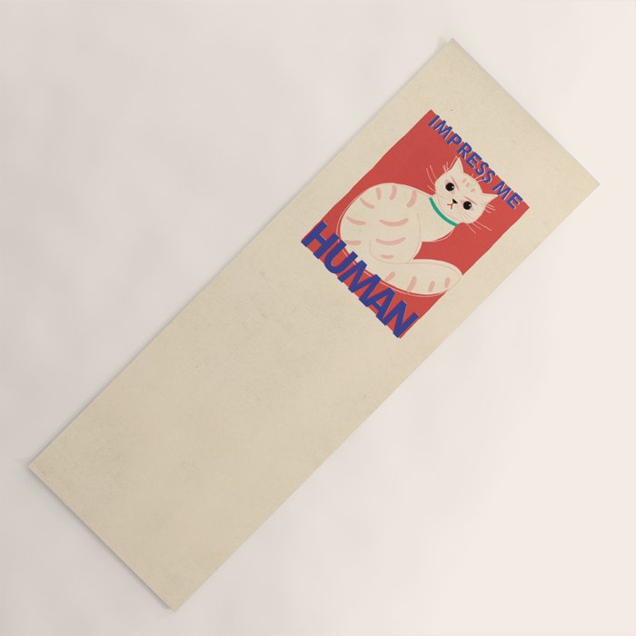 Impress Me Human Vintage Cat, Retro Illustration Yoga Mat Gallery Image 1