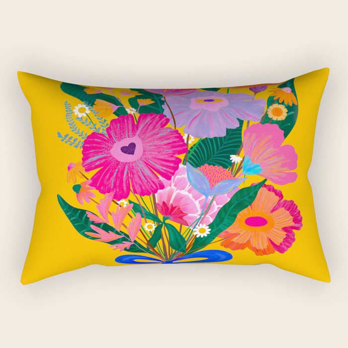 flower bouquet Pink Tangerine Rectangular Pillow Gallery Image 2
