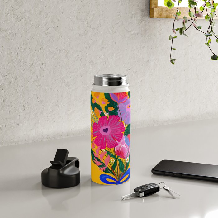 flower bouquet Pink Tangerine Water Bottle Gallery Image 4