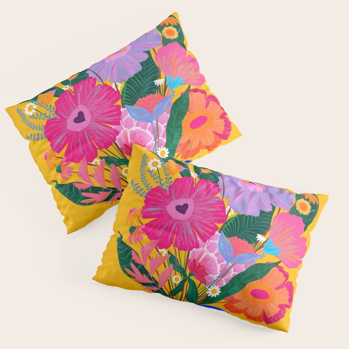 flower bouquet Pink Tangerine Pillow Sham Gallery Image 3