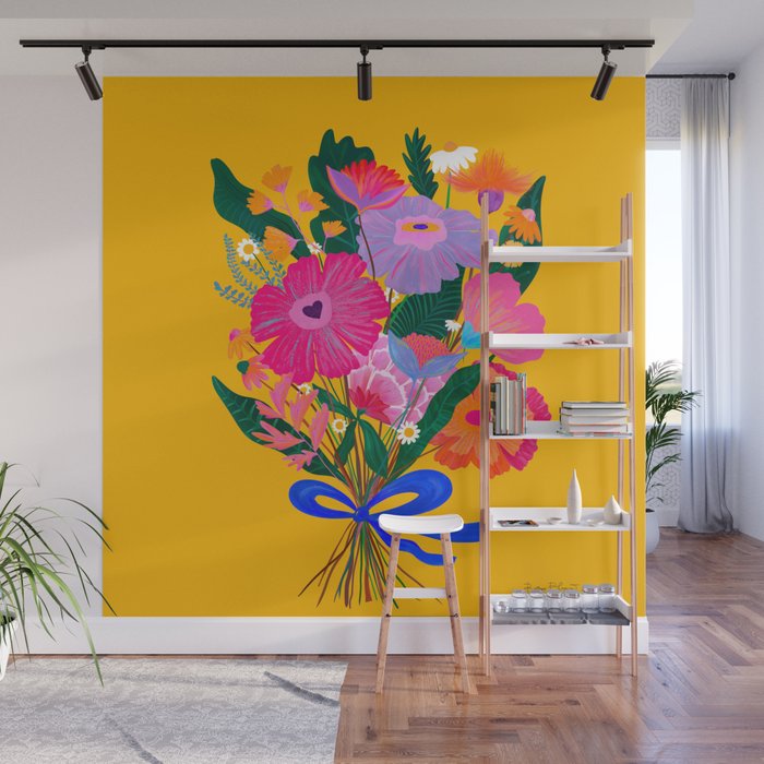 flower bouquet Pink Tangerine Wall Mural Gallery Image 1