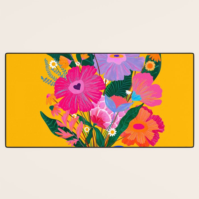 flower bouquet Pink Tangerine Desk Mat Gallery Image 3