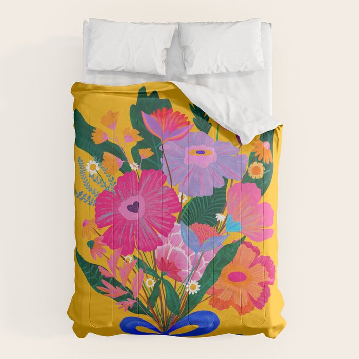 flower bouquet Pink Tangerine Comforter Gallery Image 6