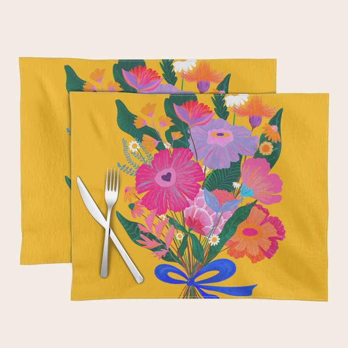 flower bouquet Pink Tangerine Placemat Gallery Image 1