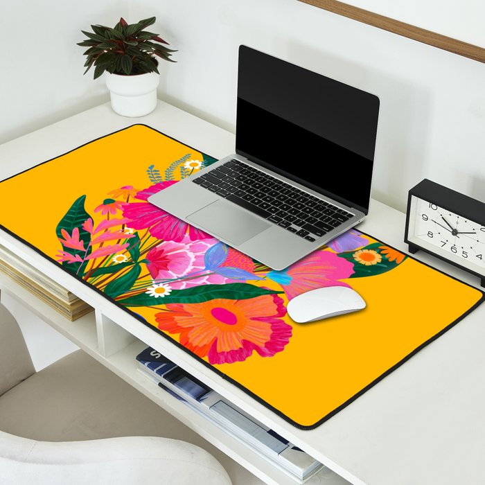 flower bouquet Pink Tangerine Desk Mat Gallery Image 2