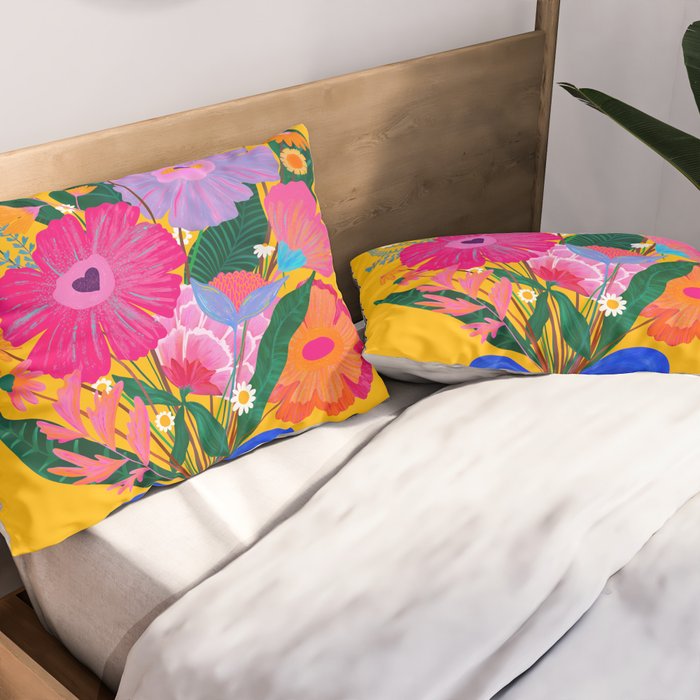 flower bouquet Pink Tangerine Pillow Sham Gallery Image 2