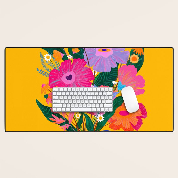 flower bouquet Pink Tangerine Desk Mat Gallery Image 1