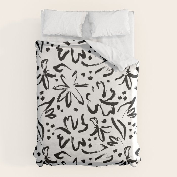 Black abstract flower art pattern Duvet Cover Gallery Image 6