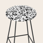 Black abstract flower art pattern Stool Gallery Image 2