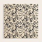 Black abstract flower art pattern Wood Wall Art Gallery Image 1